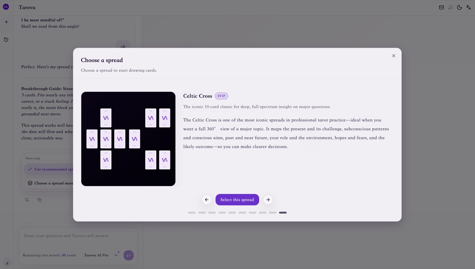 Tarot layouts increasing from simple to complex, showing how spread size should match the question.