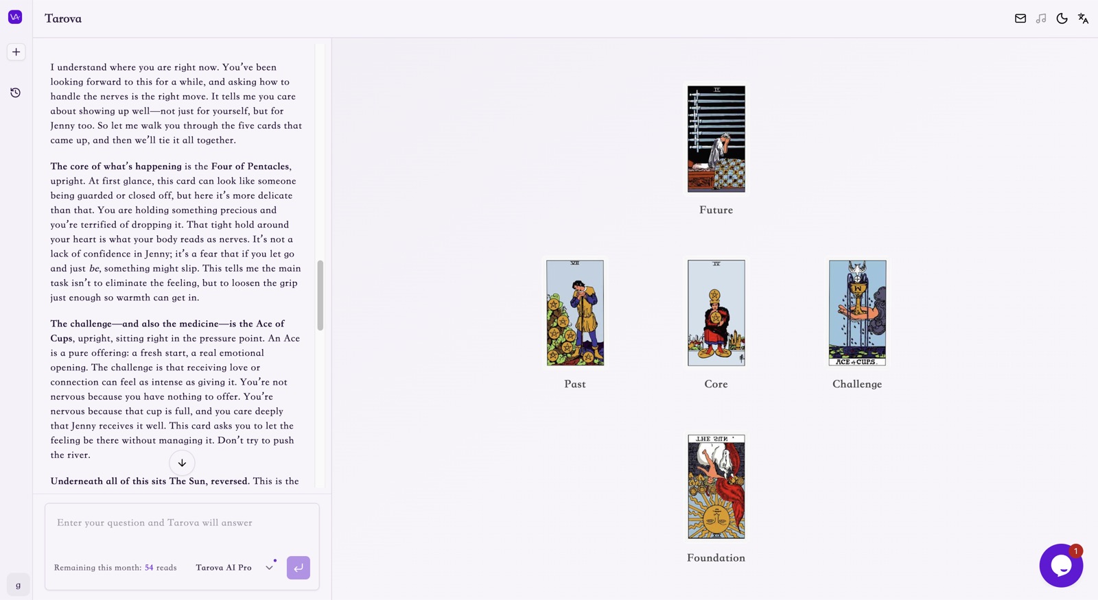 Tarova structured reading interface
